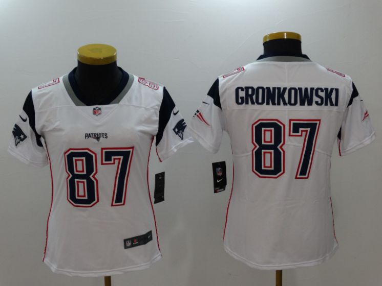 Women New England Patriots #87 Gronkowski White Nike Vapor Untouchable Limited NFL Jerseys